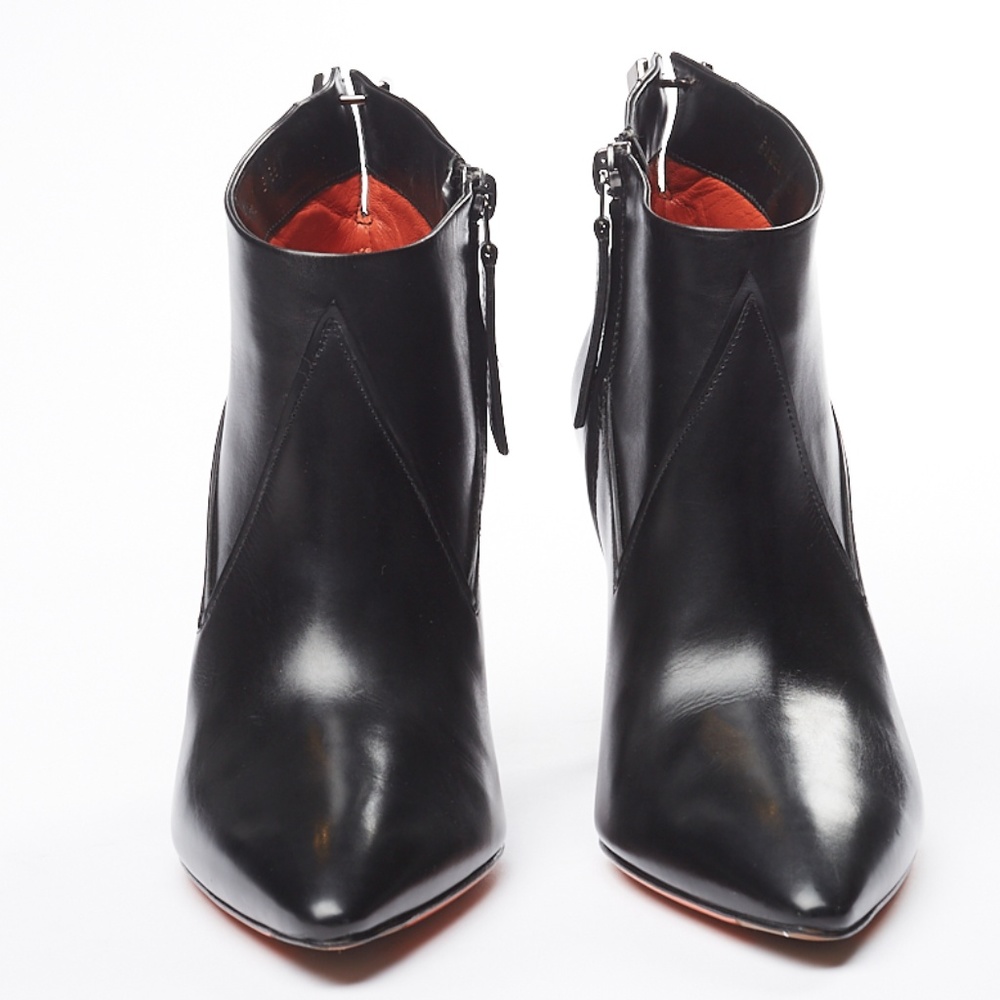 🆕NWT Santoni Black Leather High Heel Dress Boot - Picture 2 of 9
